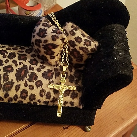 GOLD PLATED CROSS, NECKLACE - Picture 2 of 2
